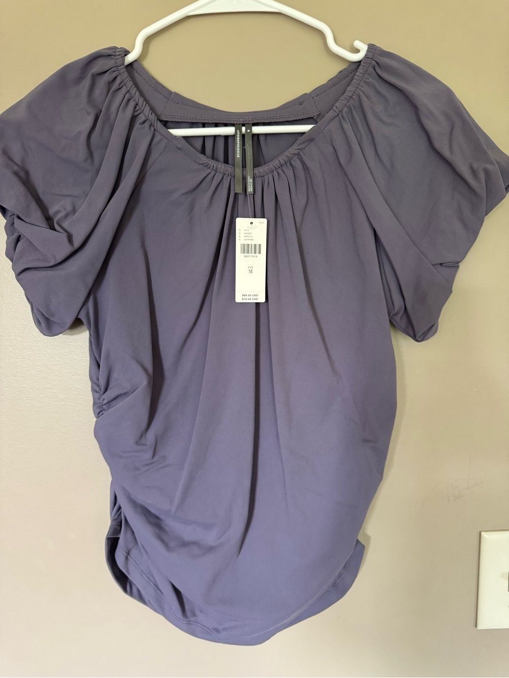 Women's Gathered Sleeve Top - Lavender Purple